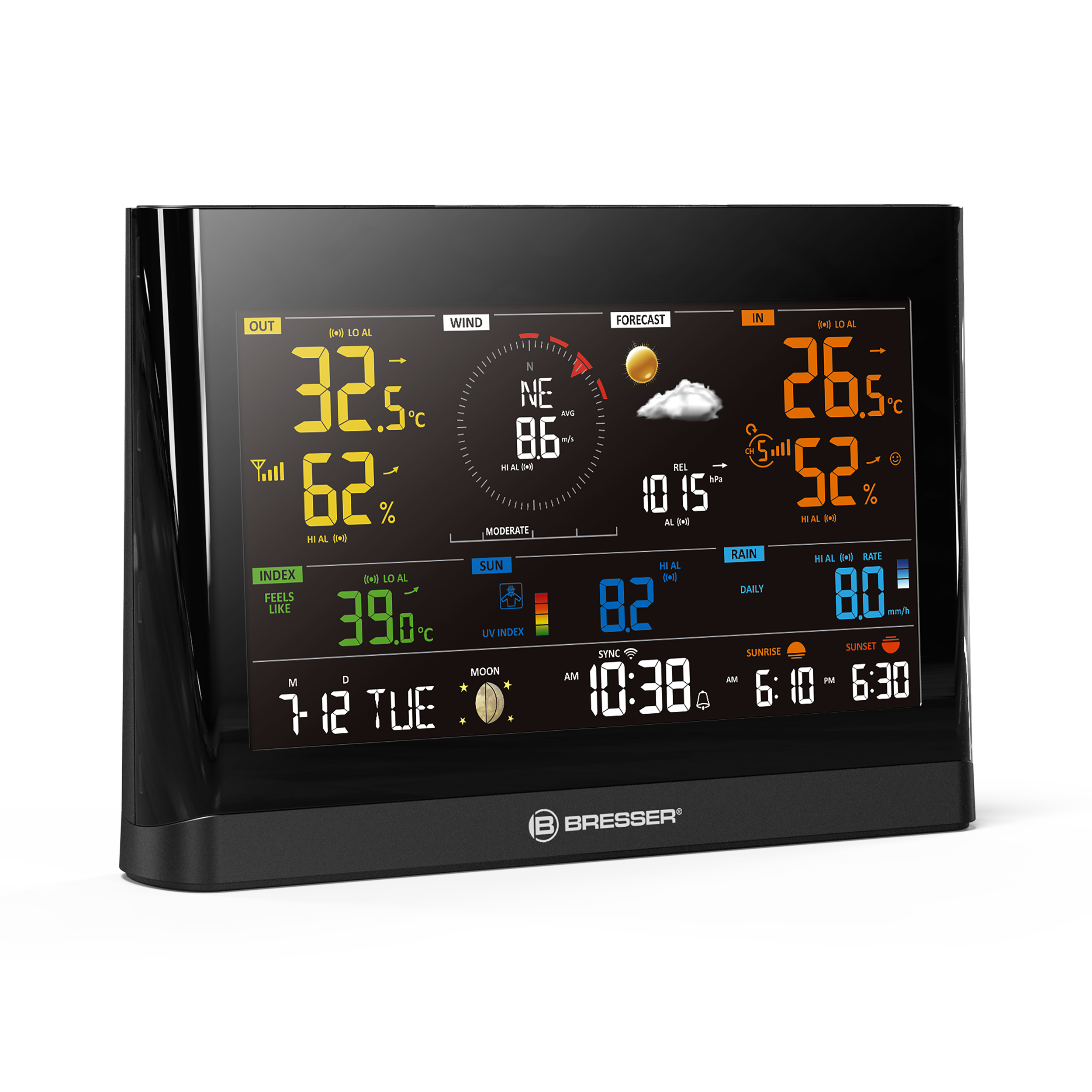 Centro meteorológico BRESSER WLAN Comfort con sensor profesional 7 en 1 y moderna pantalla a color
