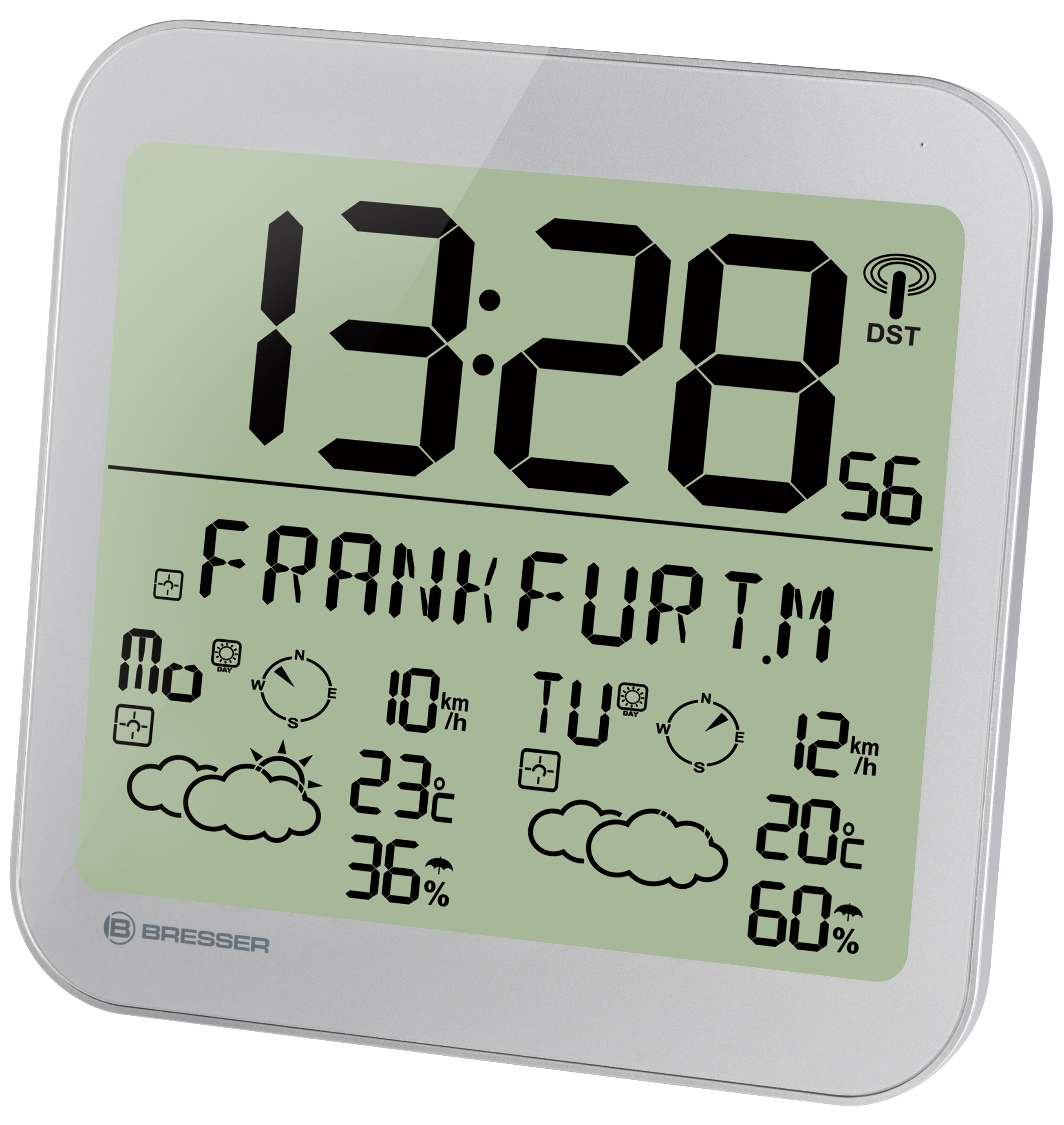 BRESSER MyTime Meteotime reloj de pared con información meteorológica LCD
