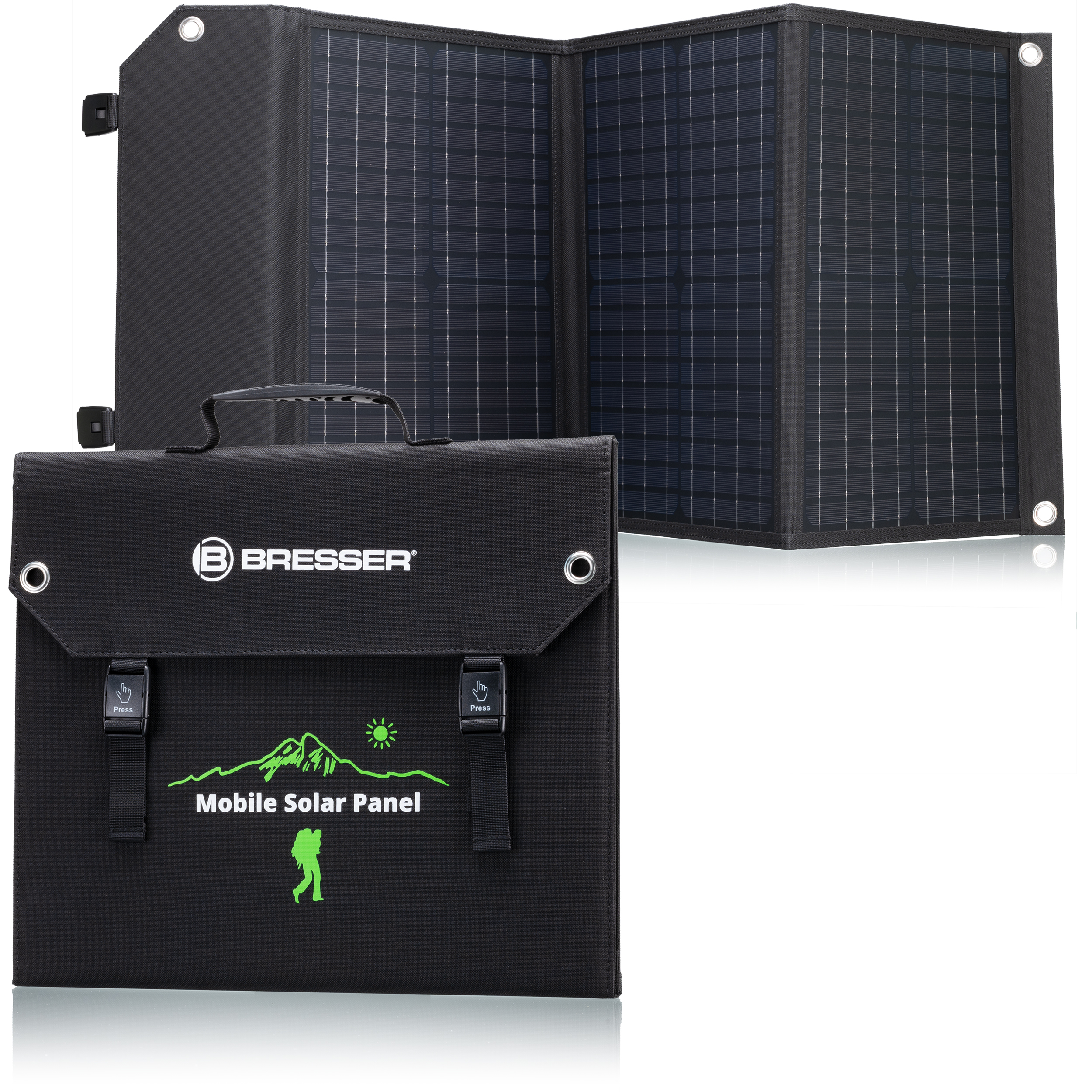 BRESSER Set central eléctrica portátil 300 W + cargador solar móvil 60 W