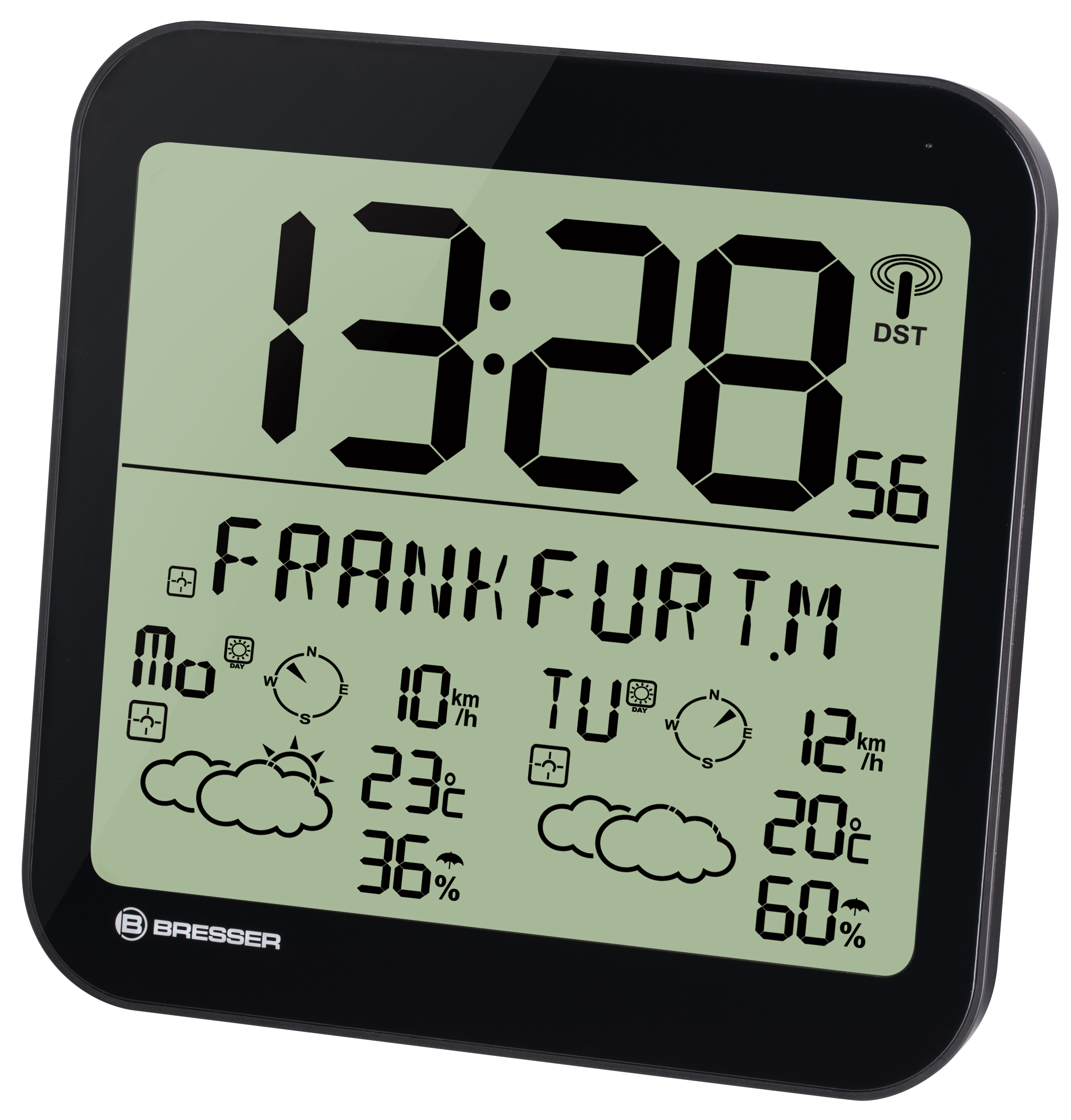BRESSER MyTime Meteotime reloj de pared con información meteorológica LCD