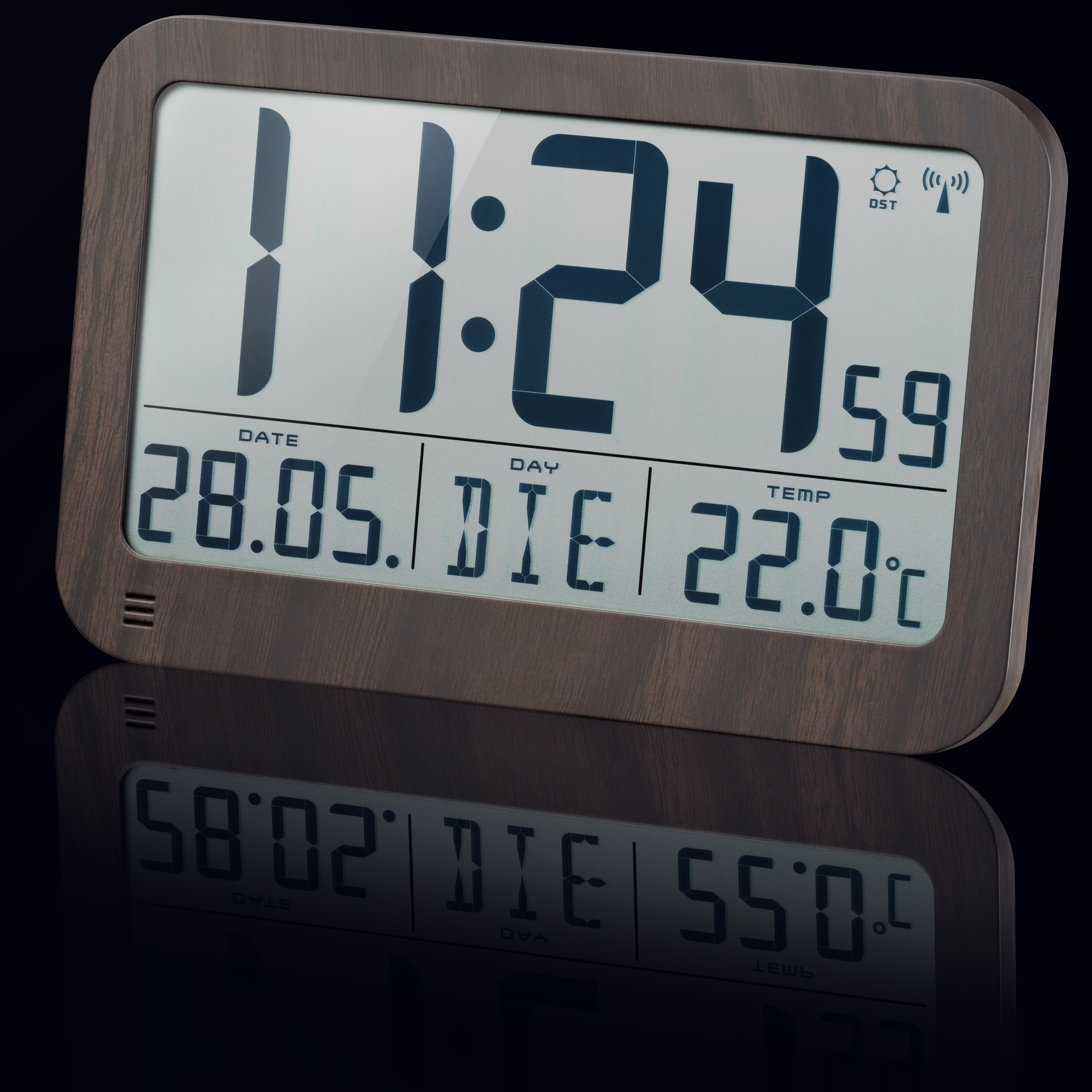 Reloj de Pared/Mesa BRESSER MyTime MC LCD con Apariencia de Madera 225x150 mm