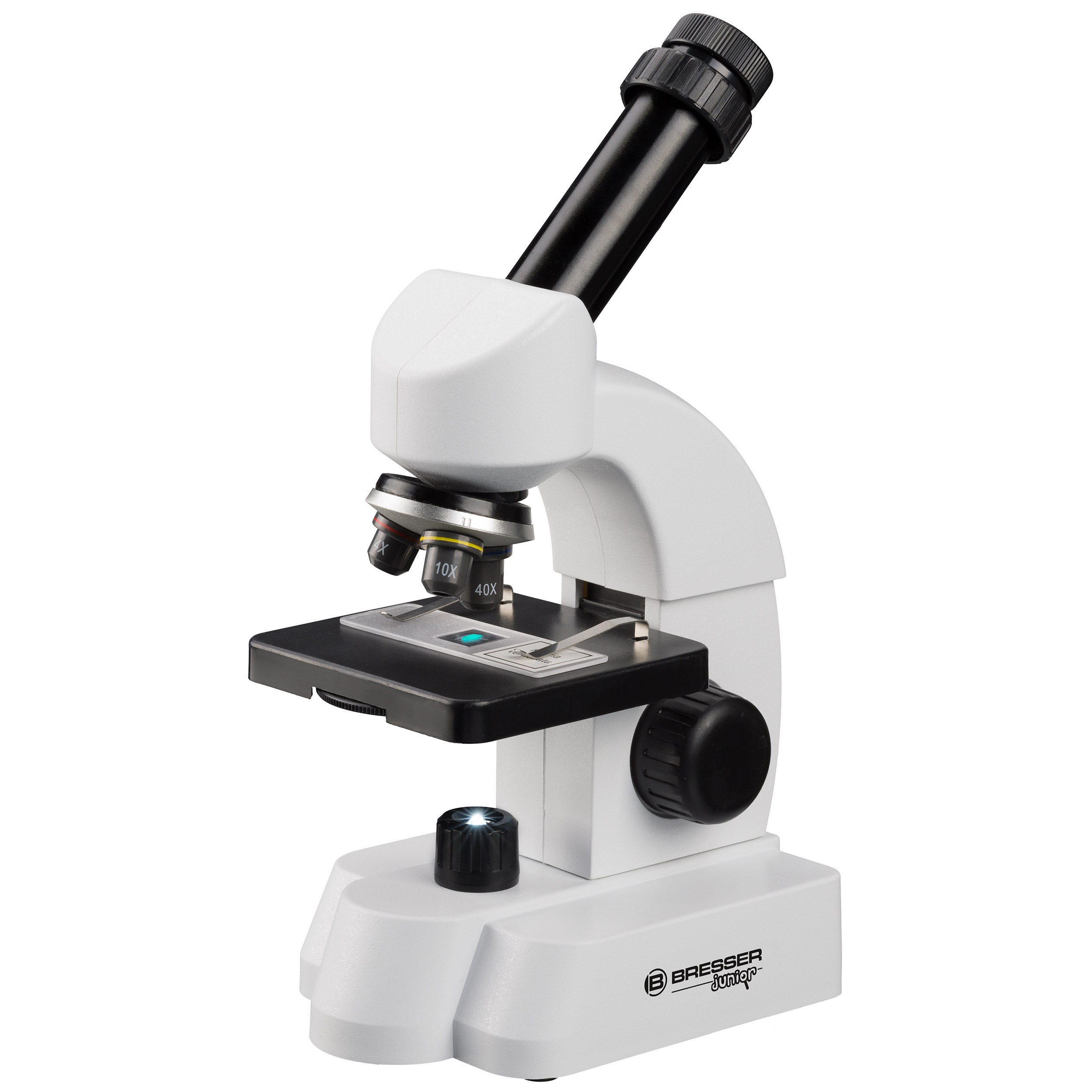 Microscopio BRESSER JUNIOR 40-640x con Juego de Accessorios inteligentes con Código QR para Información adicional